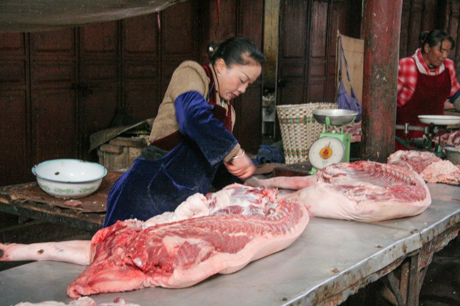 Lijiang China Market butcher