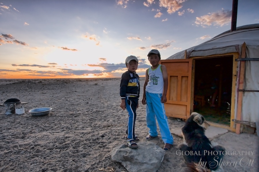 Mongolia children at the ger