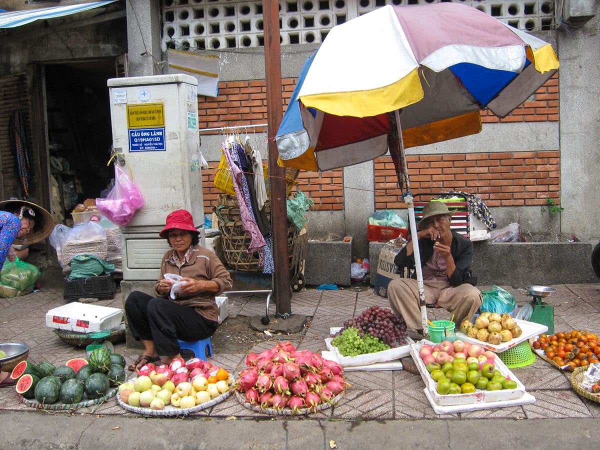 Vietnamese fruit market on the street