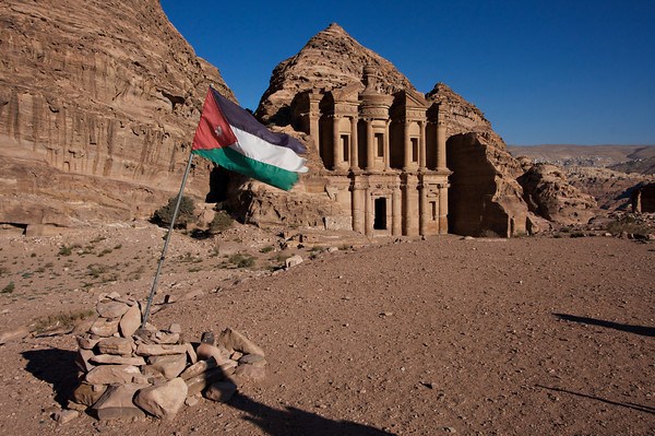 Monastery Petra Jordan Flag