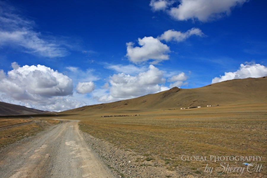 clouds road mongolia
