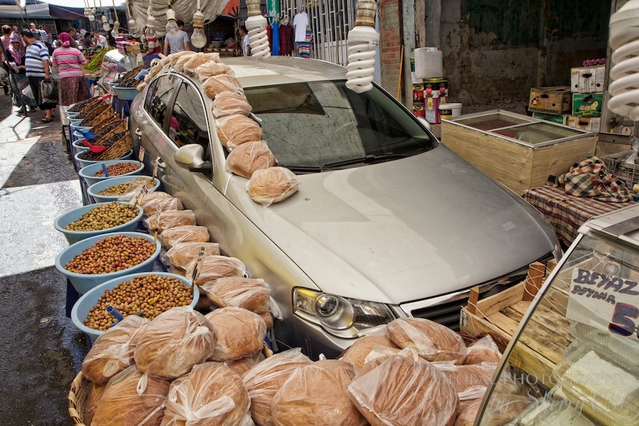 istanbul local market bread car