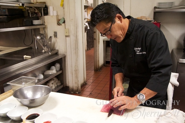 Chef Warren Seta prepares sushi