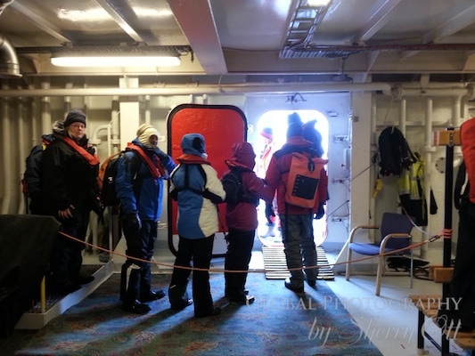 Getting ready to go out for a zodiac landing to Antarctica