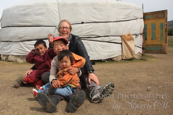 hanging out with kids in Mongolia