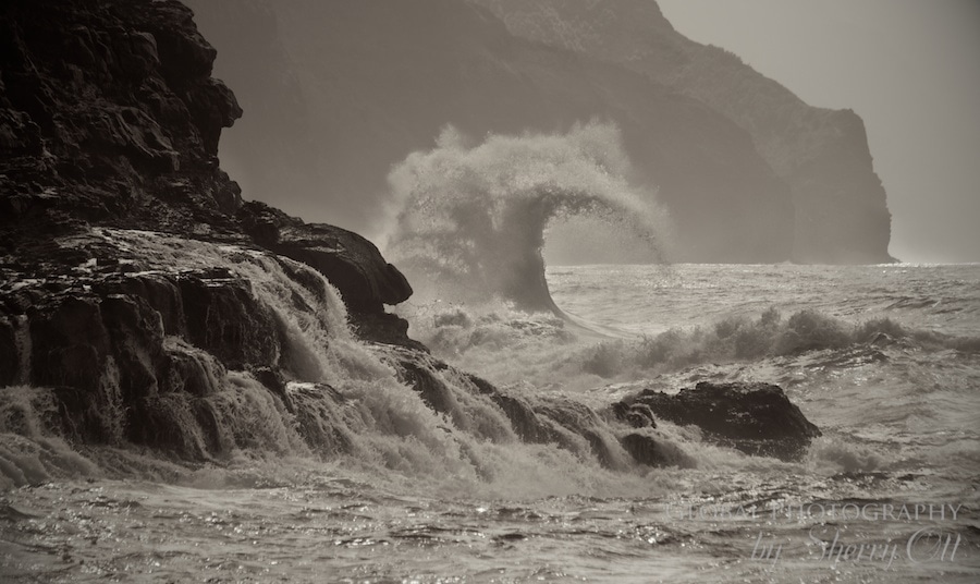 photographing waves kauai