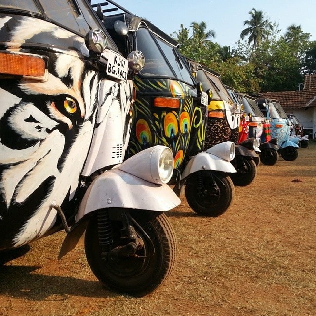 a line up of Rickshaws in India