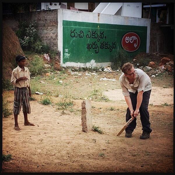 cricket with kids in India on the Rickshaw run