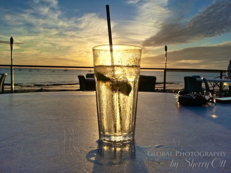 gin and tonic sunset