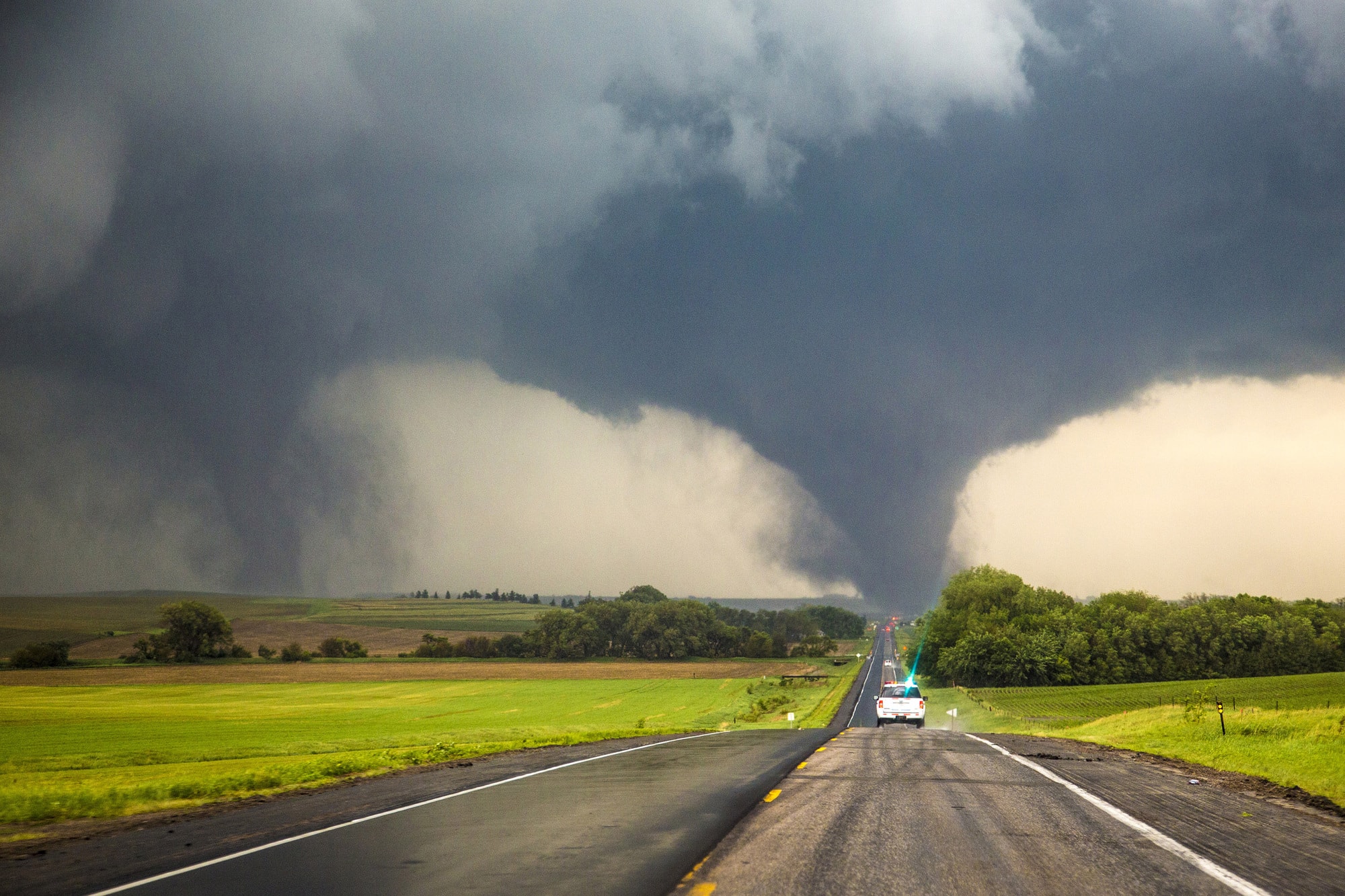 Twin tornadoes heading for my aunt's home. Image courtesy NYPost