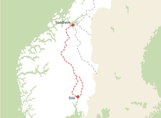 thru hikes around the world: Map of Saint Olav Ways 