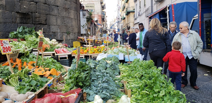 Fresh vegetables at the Porta Nolana Market in Naples Italy