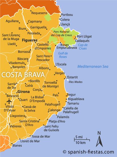 map of costa brava coastal path - one of the best thru hikes around the world