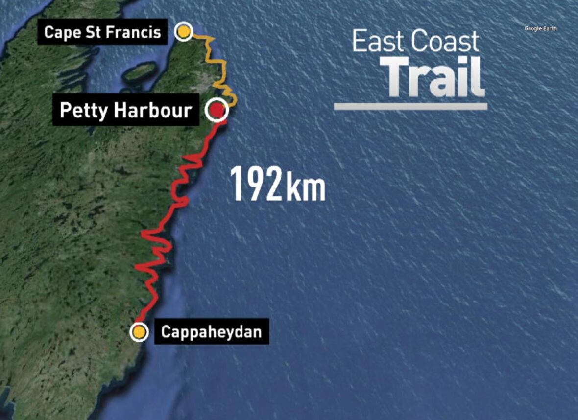 thru hikes around the world: map of east coast trail in newfoundland, Canada