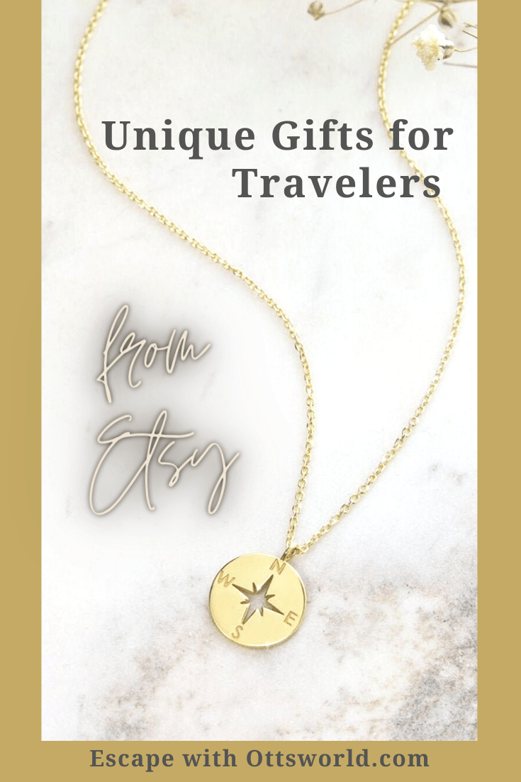 travel themed compass necklace