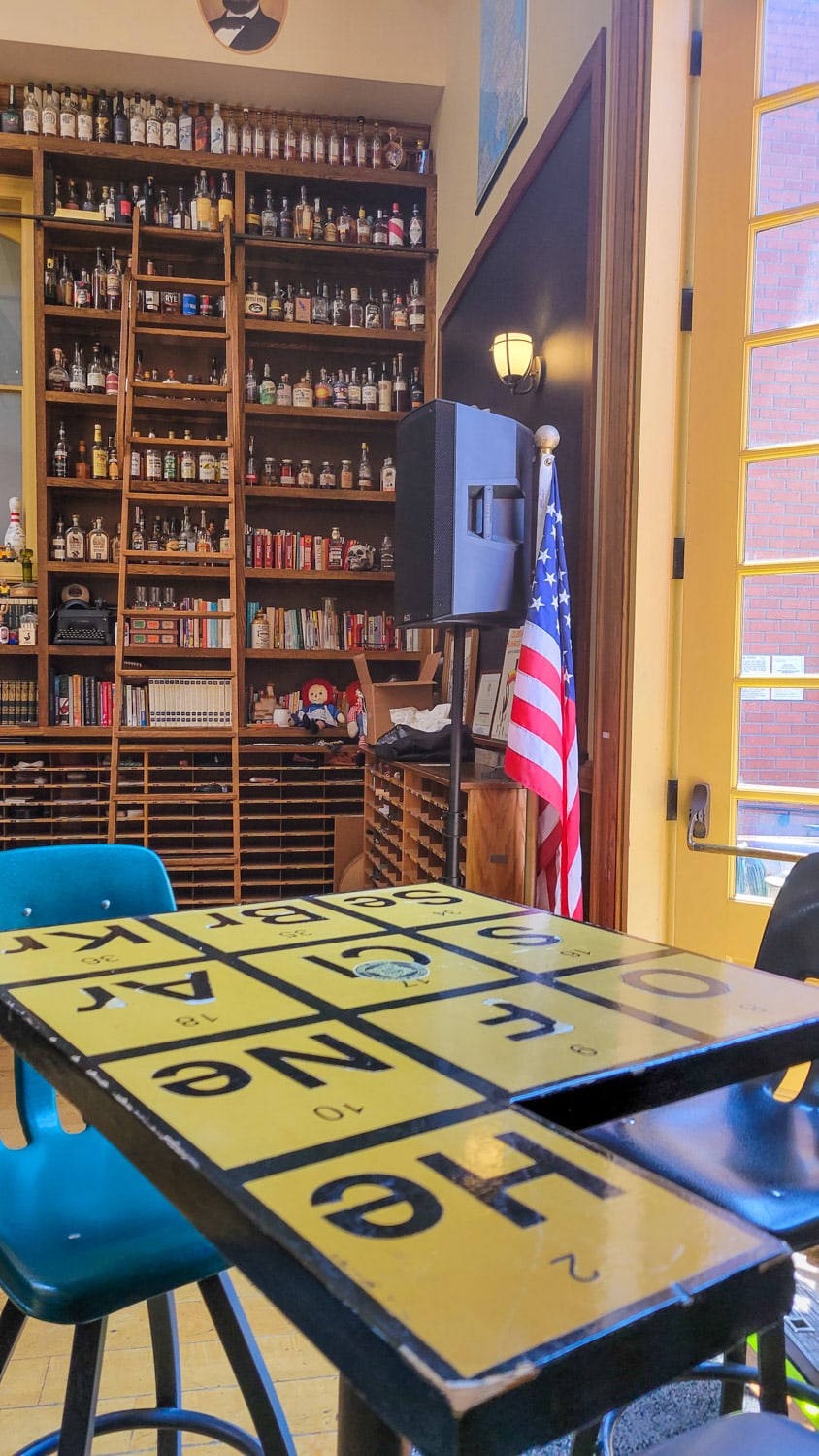 tables at Schoolhouse Libations