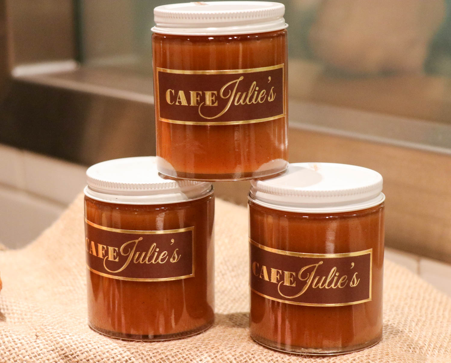 Three jars of caramel from Cafe Julie's