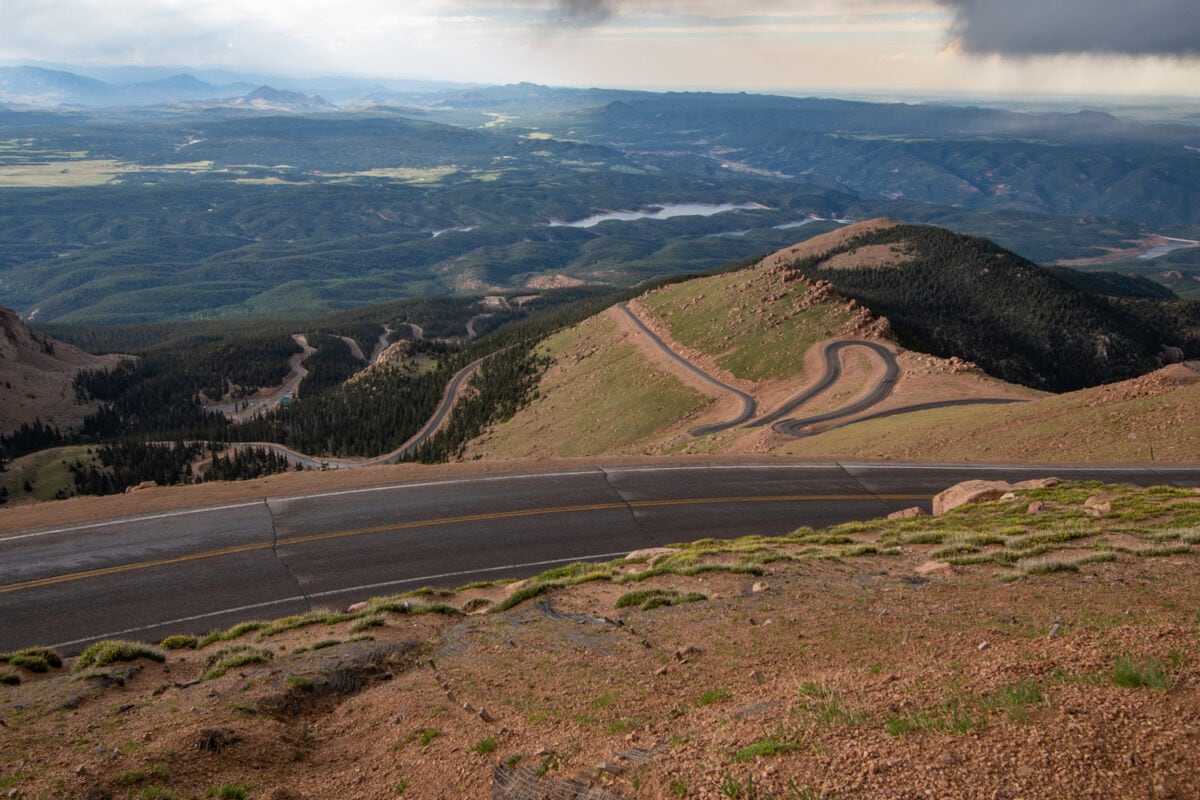 bike down pikes peak highway during a colorado springs weekend