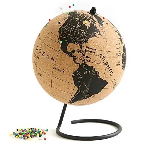 Cork Globe with 100 Colored Push Pins