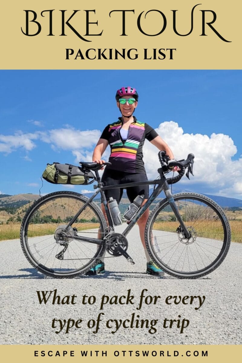 This is my real bike tour packing list — the basics I never leave home without, and how that list grows as the rides get longer. Plus, learn how I capture video footage by myself and my safety gear.