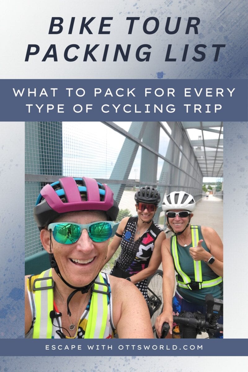 This is my real bike tour packing list — the basics I never leave home without, and how that list grows as the rides get longer. Plus, learn how I capture video footage by myself and my safety gear.